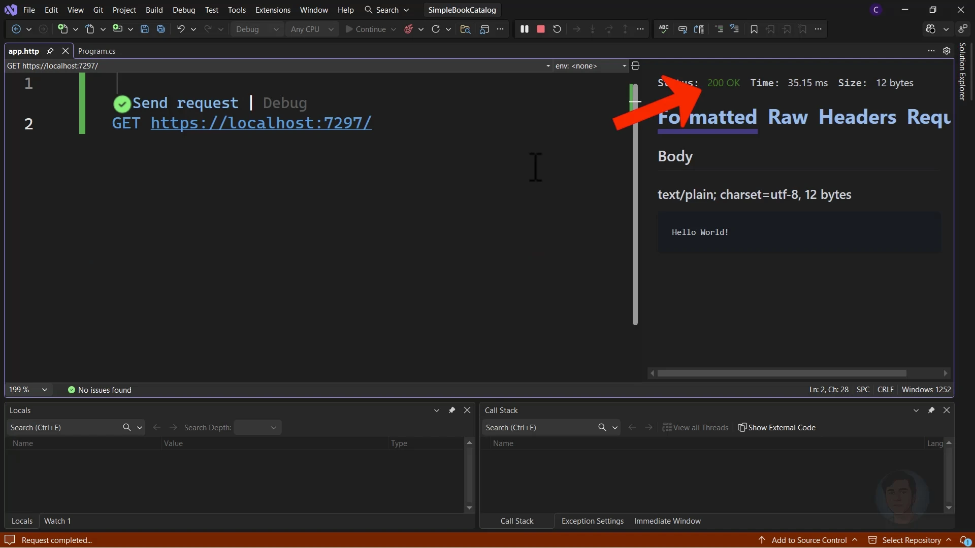 Successful GET request